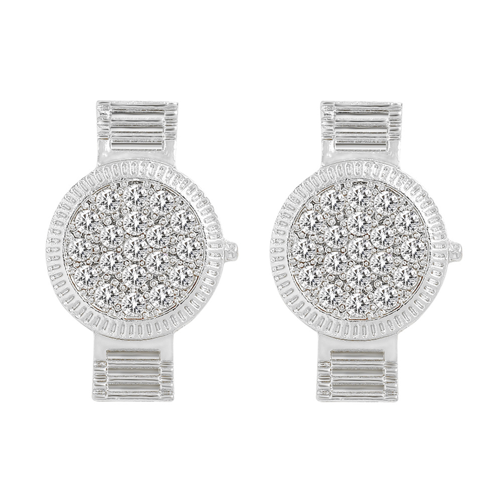 Hip-hop Alloy Diamond-studded Dial Earrings display picture 2