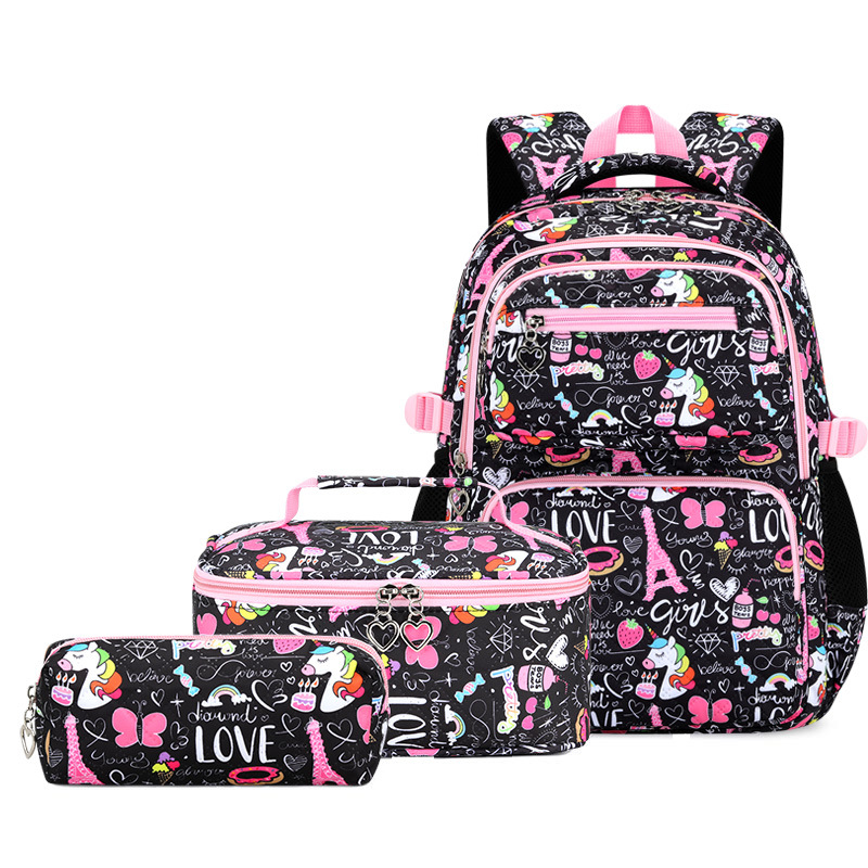 Amazon's best-selling school bag set for elementary school students, three-piece backpack with large capacity and reduced load, 2026 model for junior high school girls
