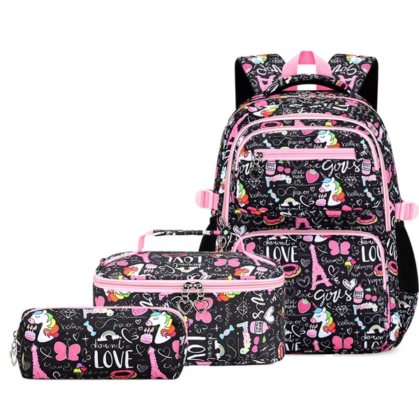 Amazon's best-selling school bag set for elementary school students, three-piece backpack with large capacity and reduced load, 2026 model for junior high school girls