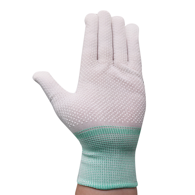 Guantes de nylon de 13 pines para hombres y mujeres de protección de trabajo de jardín Delgado Guantes de cuentas de PVC guantes de protección laboral de trabajo sin polvo