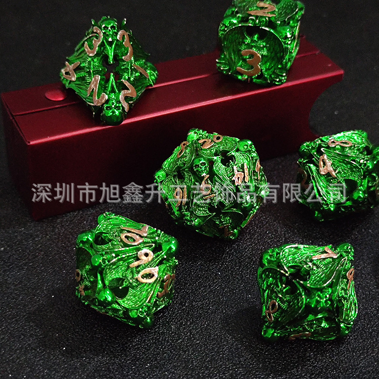 Transfronterizo nuevo metal hueco yihadista Ángel dados DND csulu corriendo grupo juego de mesa de 7 piezas multi-Cara dados al por mayor