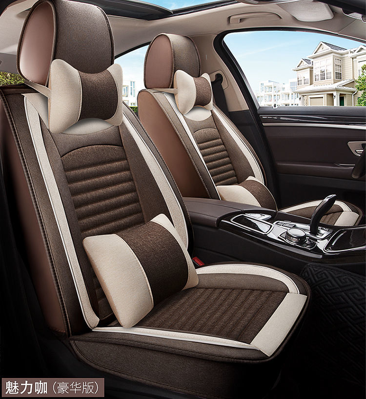 Car Seat Cushion, Universal for All Seasons, New Full-Coverage Car Seat Cover, Special Cushion, Summer Linen Fabric Cotton Seat Cover