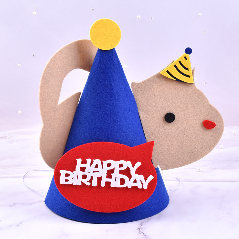 韓国インスタイルクリエイティブ diy 誕生日帽子赤ちゃん 1 歳の装飾不織布パーティー誕生日帽子フェルト帽子|undefined