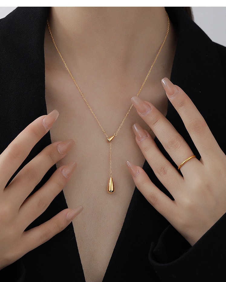 6g Weight Pendant Necklace Classification 1 Piece Quantity Daily Occasion Titanium Steel Material Water Droplets Pattern Women'S Gender Plating Design Fashion Style Fashion Water Droplets Titanium Steel Plating Pendant Necklace 1 Piece 6
