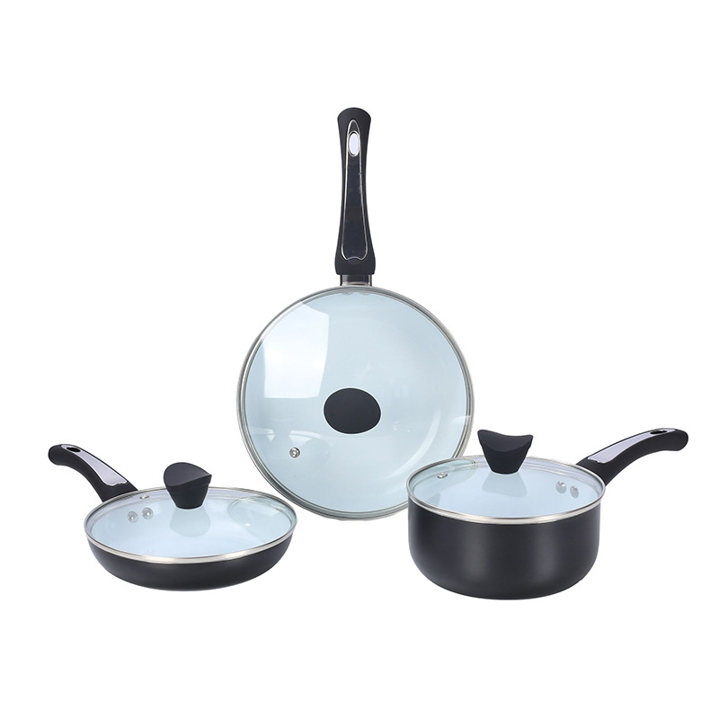 Juego de utensilios de cocina sartén antiadherente hogar cocina universal olla sartén leche olla de seis piezas olla set regalo