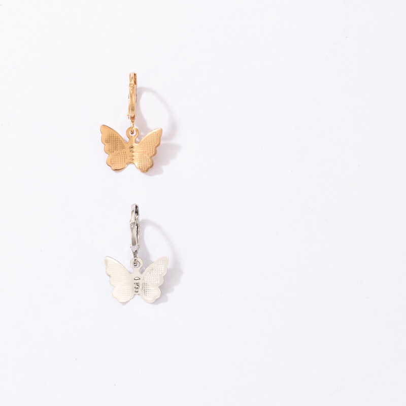 Japonais et Coren Doux Rve Mignon Style Oreille Anneaux Simple Or et Argent Contraste Couleur Alliage Animal Papillon Boucles Doreillespicture3