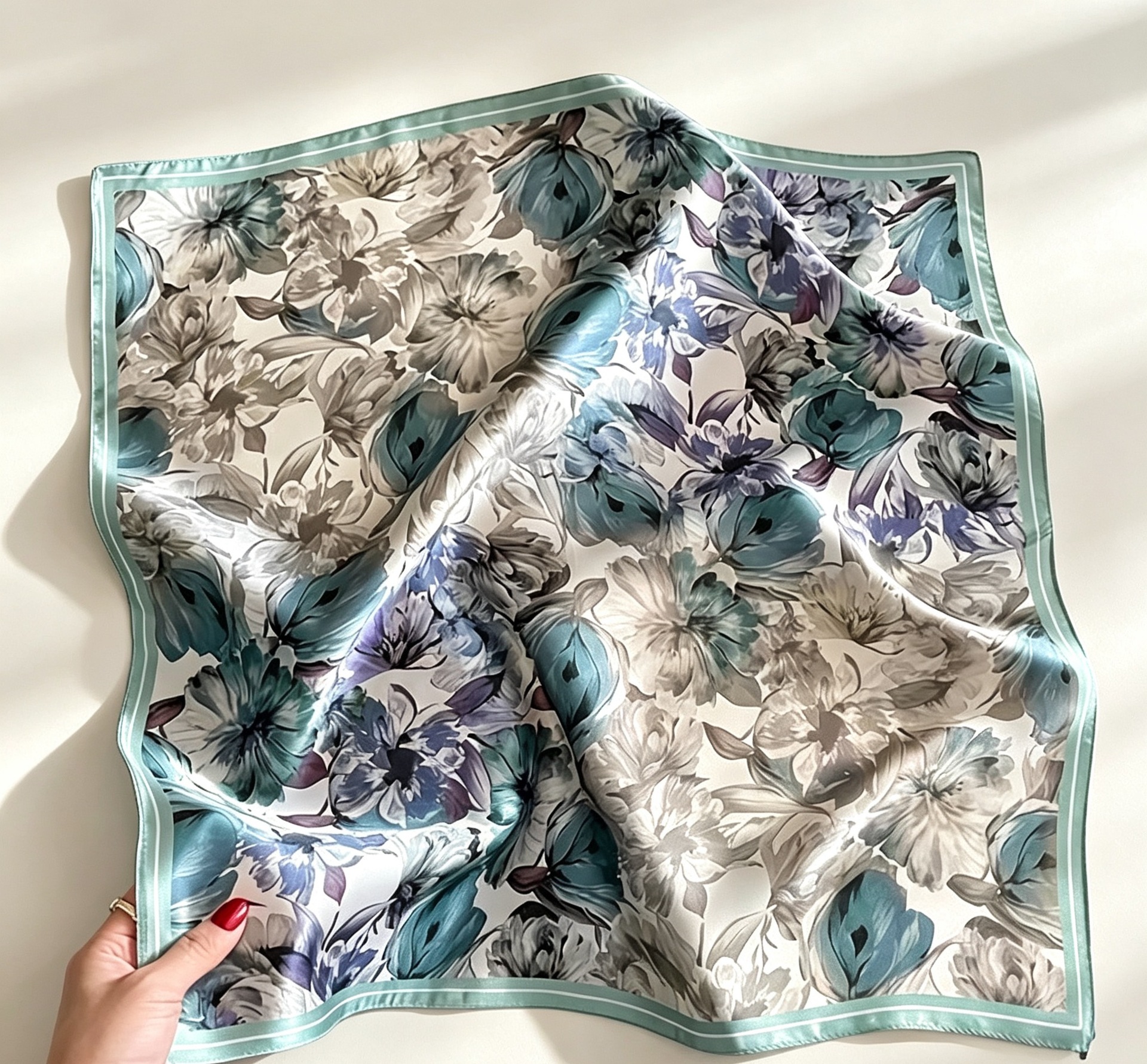 70 bufanda de seda bufanda cuadrada sentido de alta gama moda coreana salvaje profesional imitación bufanda de seda pequeña bufanda de seda con estampado retro mujer