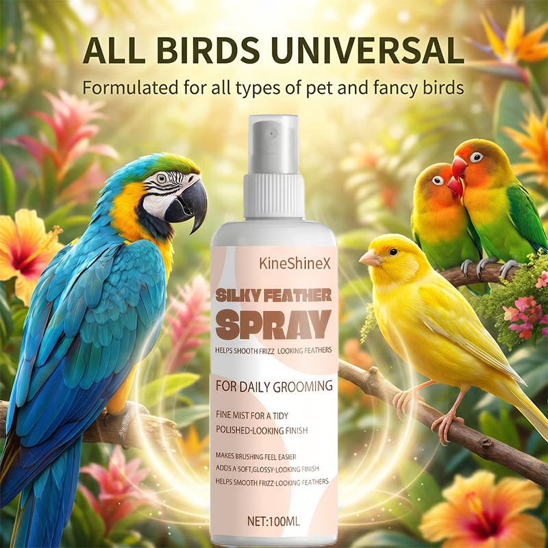 Kineshinex Bird Feather Care Spray Parrot Feather Brightening Cleaning Spray Makes Feathers Smooth, Shiny, Light, and Quick-Drying