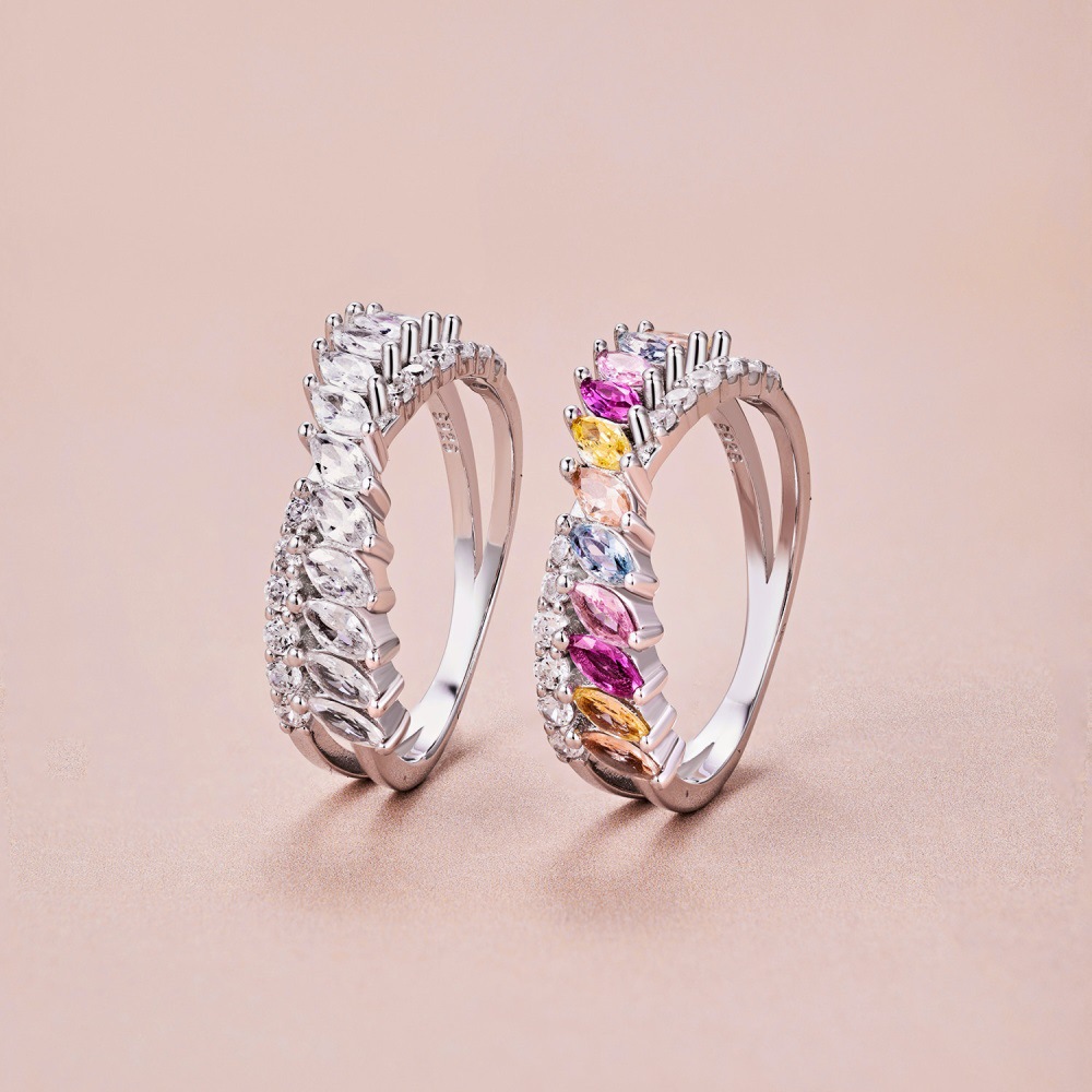 6g Weight Zircon Inlay Material Rings Classification 5, 9, Adjustable Ring Size 1 Piece Quantity Holiday, Daily Occasion 925 Sterling Silver Material Geometric Pattern Women's Gender Plating, Inlay Design Basic, Modern Style, Classic Style Style 925 Sterling Silver Zircon Geometric Rings 32