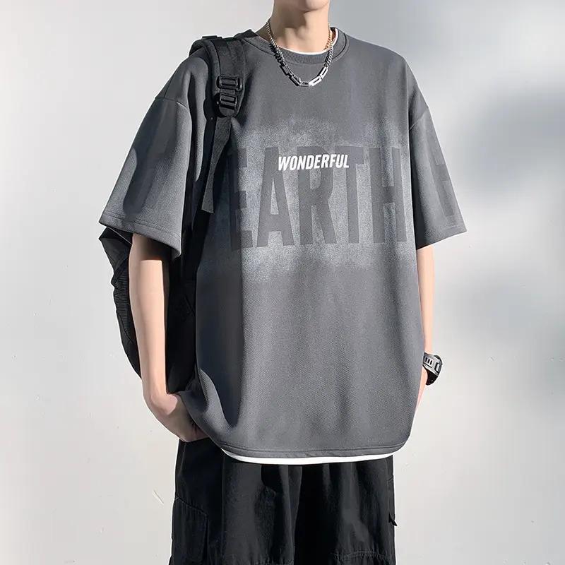 New Style Short-Sleeved Breathable T-Shirt for Teenagers, Men's Loose-Fitting Clothing for Fat Men
