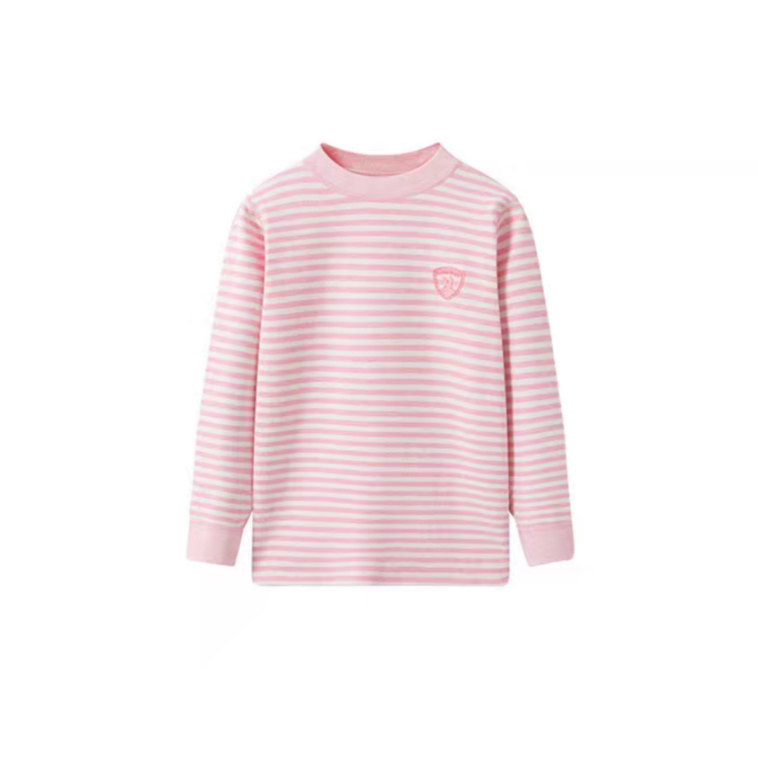Ding-colored cotton single top-pink stripes