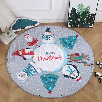 Avtomobil döşəmə paspasları | Ins Cotton Car Storage Mat - christmas-party-15-m-diameter-round-storage-mat