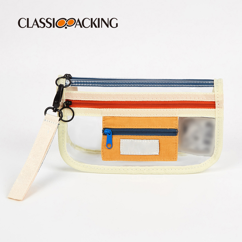 Estuche para lápices simple y transparente, gran capacidad y alto valor, bolsa de papelería de estilo ins japonés, bolsa de cosméticos multifuncional, logotipo impreso