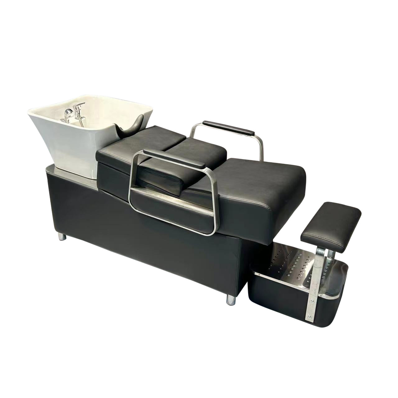 Cama de champú cuidadosamente seleccionada, peluquería de celebridades de Internet semi-reclinada, cama de champú, peluquería, lavabo de cerámica especial para peluquería, lavado japonés