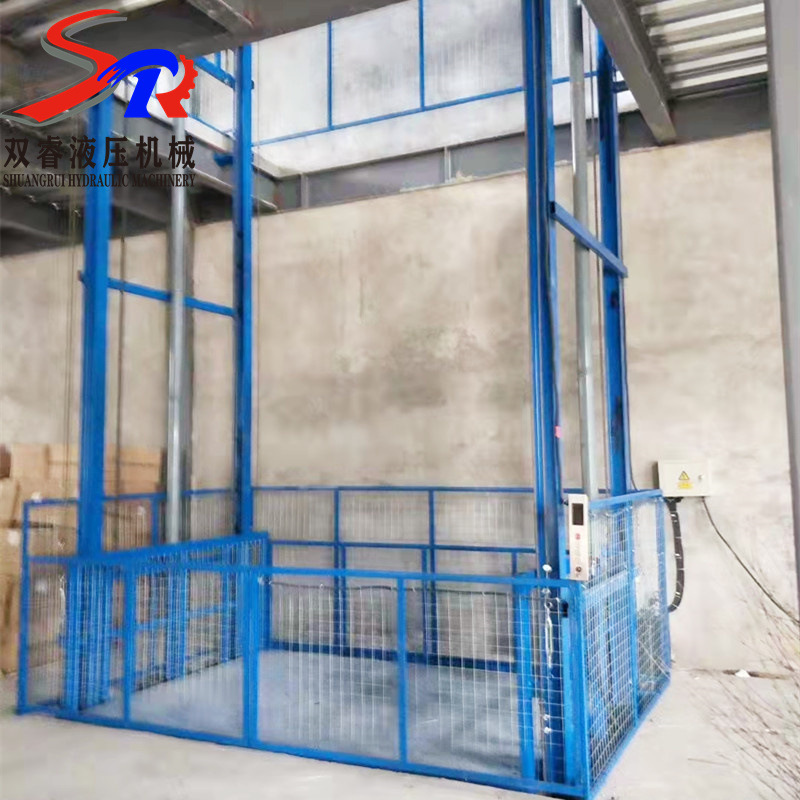 Simple Electric Hydraulic Rail-Type Lifting Cargo Elevator, Factory Workshop Cargo Lift, Small Electric Lifting Platform