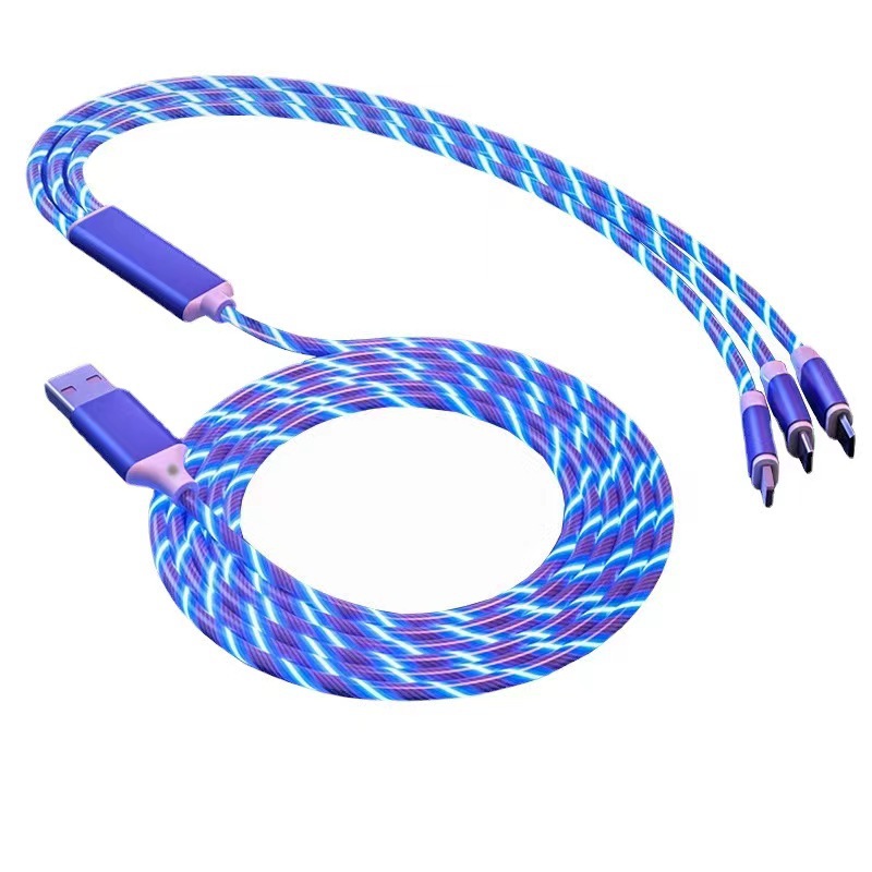 Carga rápida, un cable de datos de arrastre y tres cables de datos para Apple, Huawei Type-C, cable de carga para automóviles Android, flash de carga USB