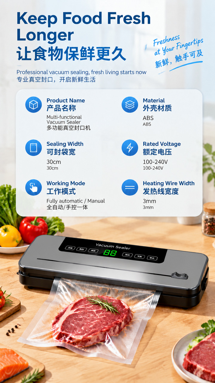 Vacuum sealer fully automatic food packaging dry and wet use