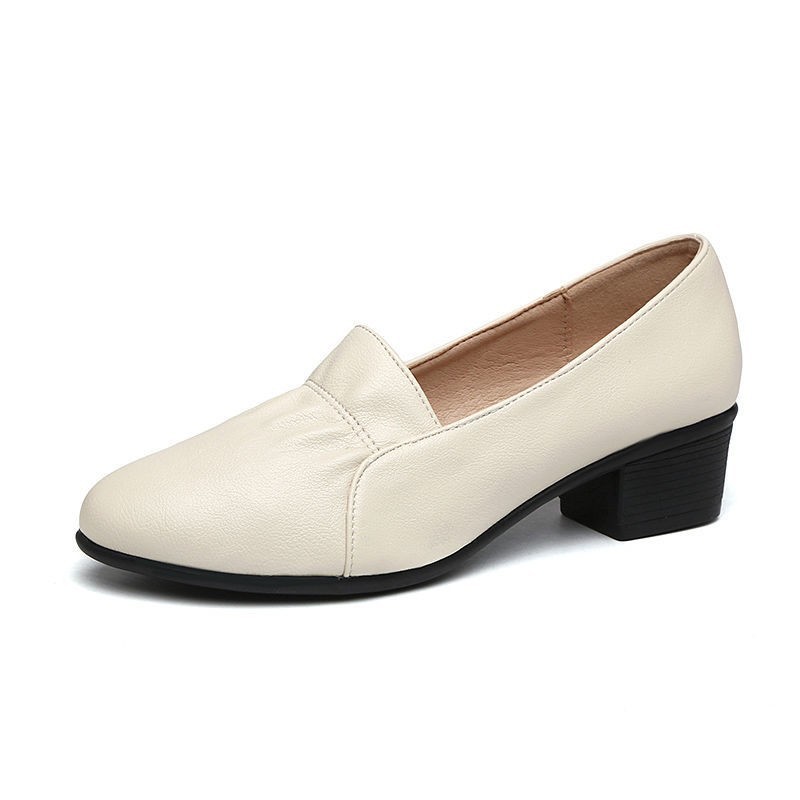 Zapatos de moda de suela suave de primavera y verano de 2026 zapatos de trabajo de talón grueso zapatos cómodos de suela suave zapatos de cuero pequeñas mujeres