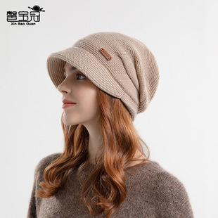 Winter Women's Rolled Edge Fleece-Lined Knitted Beanie Warm Versatile Comfortable Large Head Circumference Ear Protection Slouchy Knit Hat Wholesale