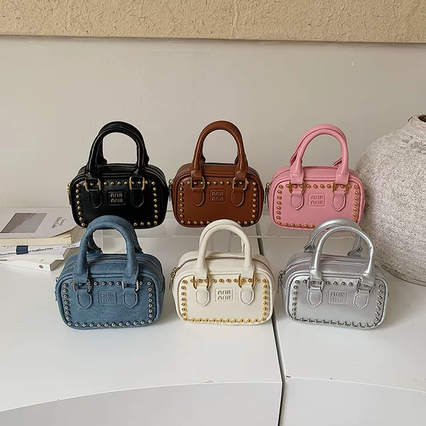 Children's bag cross-border high-end studded mini handbag new casual fashion letter print girls' crossbody bag trendy