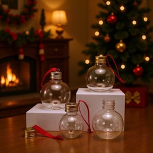 50ml 100ml 150ml 200ml塑料PET吊环盖圆球瓶灯泡瓶圣诞装饰瓶