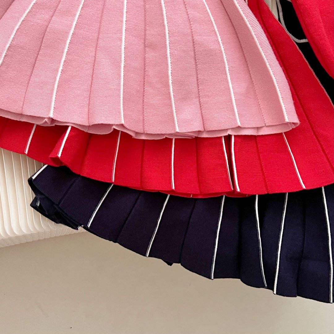 JINYONG Moda lavorata a maglia per ragazze Nuovo colletto ribaltabile Abito da principessa Gonna maglione per bambini occidentale Alla moda_voghion.com