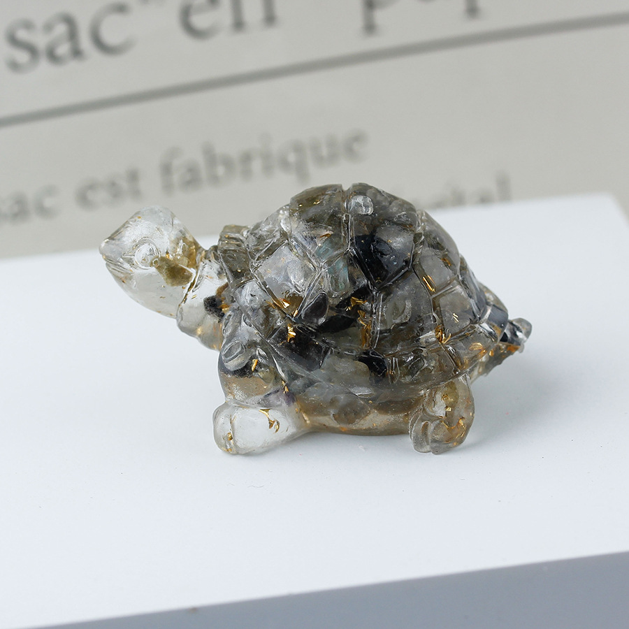 Cristal natural Animal Cristal blanco Cute Little Turtle Decoración creativa Adornos de escritorio Artesanías Decoración de coche