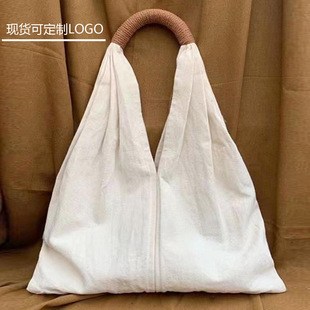 Factory Direct Sales Pure Color Canvas Bag 2025 Large Capacity Lanting Preface Calligraphy Bag Preppy Style Tote Bag Customization