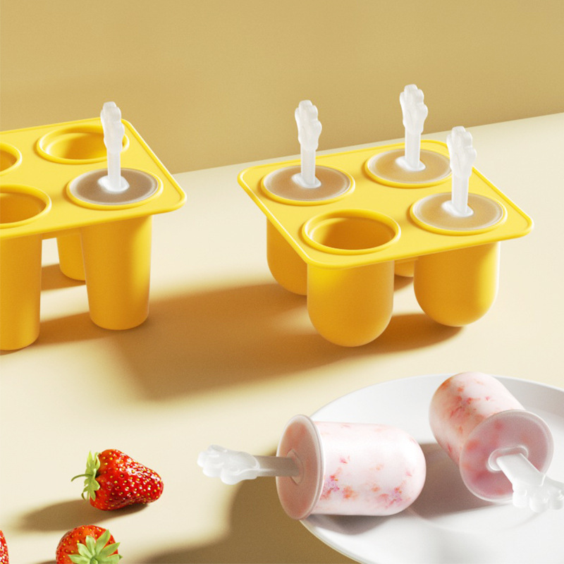 Una variedad de cuatro agujeros de seis agujeros DIY molde de paleta cilíndrica de silicona helado molde de hielo helado molde de cubo de hielo