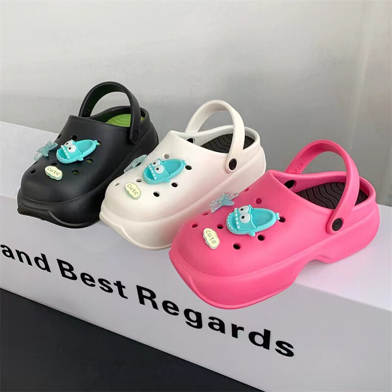 Women's thick-soled height increasing hole shoes EVA non-slip deodorant outdoor wear new cross-border summer beach slip-on sandals Women's thick-soled height increasing hole shoes EVA non-slip deodorant outdoor wear new cross-border summer beach slip-on sandals