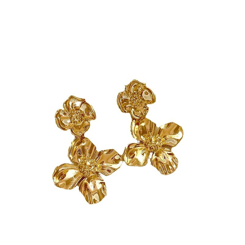 Earrings, silver 925 sample, flowered, light luxury style, high-quality style