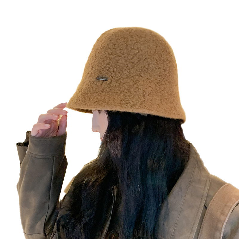 Nuovo cappello da pescatore in lana tinta unita autunno e inverno per viaggi di piacere all'aperto da donna Edizione coreana Vetrina viso piccolo_voghion.com
