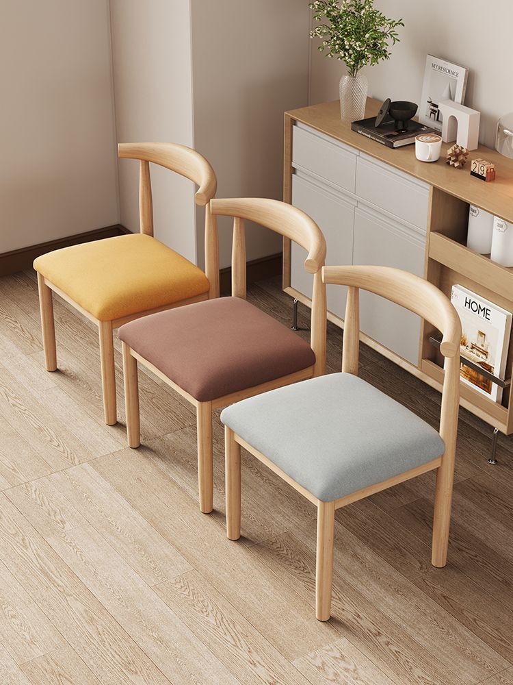 家用沙发餐桌椅子2024新款牛角餐椅实木家具休闲茶椅餐厅凳子