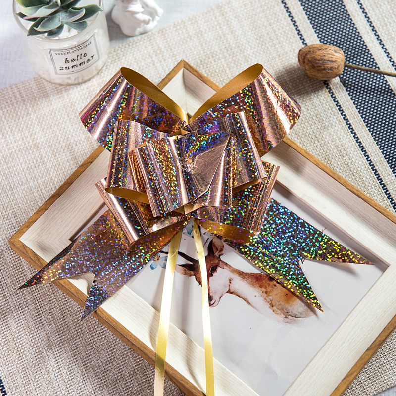 Venta caliente transfronteriza 50 láser mano dibujado flor Regalo De vacaciones decoración del partido arco dibujado flor cinta Navidad dibujado flor