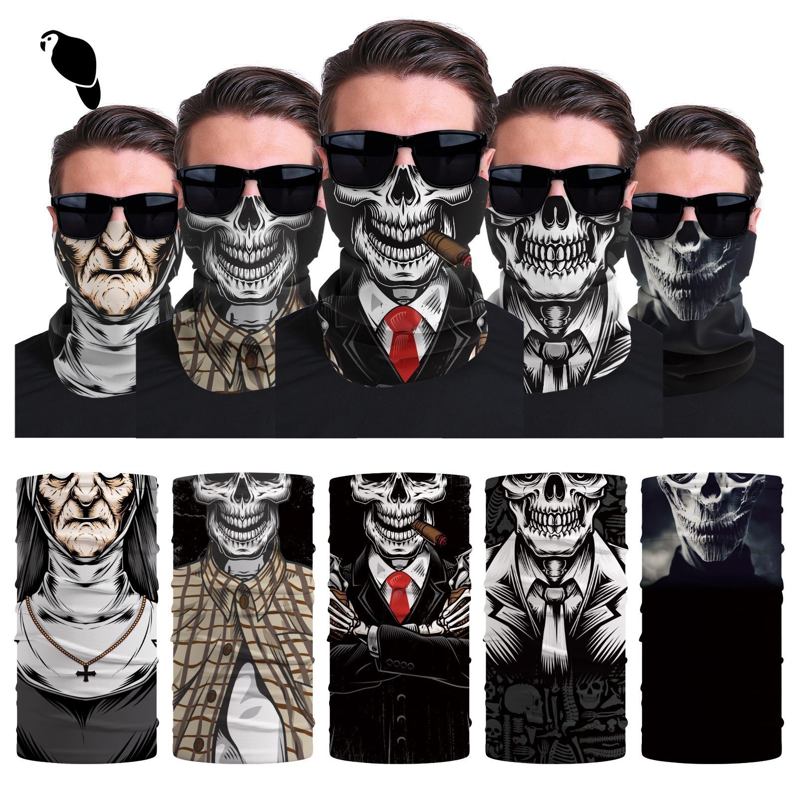 Xun hui transfronterizo media cara cráneo bufanda mágica sombrilla de viaje al aire libre máscara de equitación cuello de protección uv