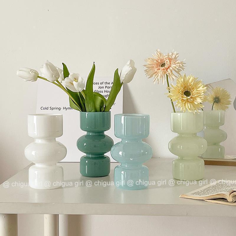 Ins Simple Retro Vintage Glass Vase Hydroponic Flower Arrangement Home Decoration Desktop Decorative Flower Pot