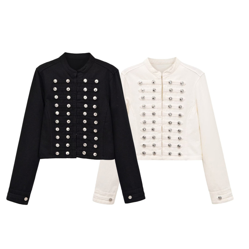Myst&Za European and American Style New Summer Women's Clothing, Simple and Elegant Long-Sleeved Button-Decorated Fitted Jacket 0695074