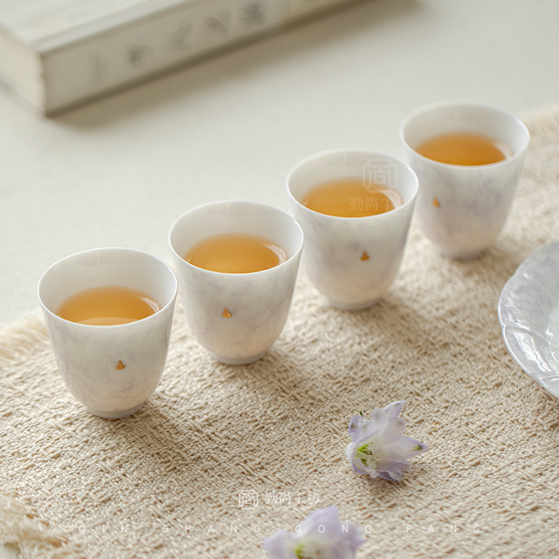 花语渐变薰衣草紫色陶瓷功夫茶具盖碗茶杯套组女士节日礼品伴手礼|undefined