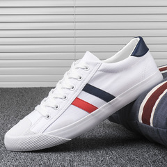 Flash Step Spring and Autumn Canvas Shoes Men's White Low-Top Flat Canvas Shoes Korean Style Trendy Matchable Men's Shoes