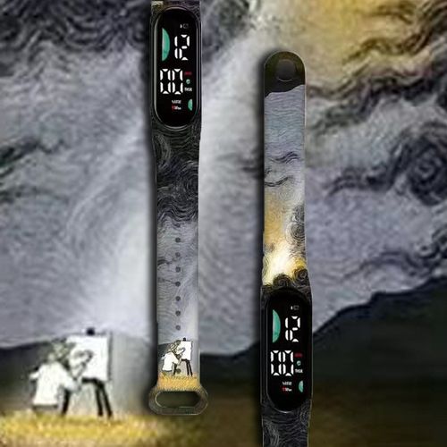 New Paracha Dog Cartoon Electronic Watch for Primary School Students, Cute Children's Cartoon Printed LED Sports Watch Wholesale