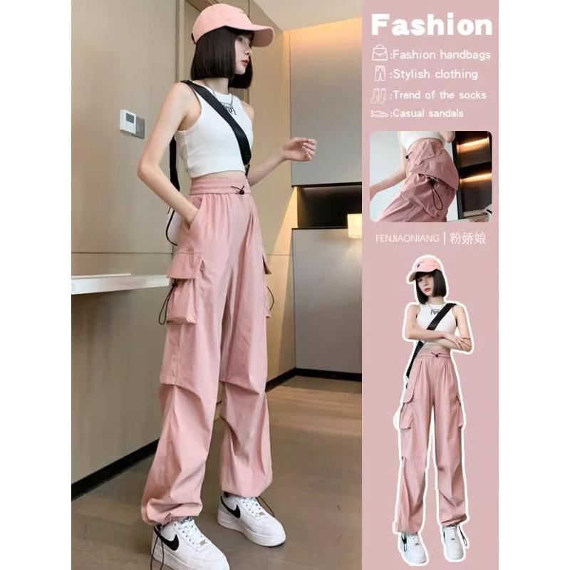 Ebay Cross-Border Quick-Dry Workwear Casual Pants for Women, Trendy Street Style Wide-Leg Design, Convertible Jogger Pants for Dancing