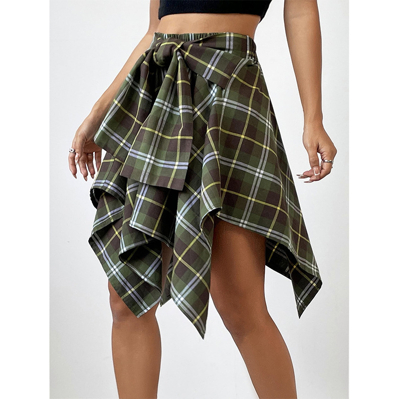Irregular Plaid Skirt 5