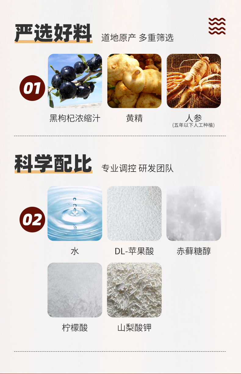 Renshen Huangjing Gouqi Drink (Ginseng, Polygonatum & Goji Berry) — 500ml Herbal Wellness Beverage specifications