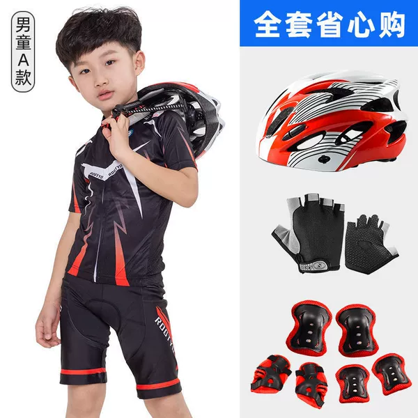 Helmet for boys, protective gear, gloves, with short sleeve
