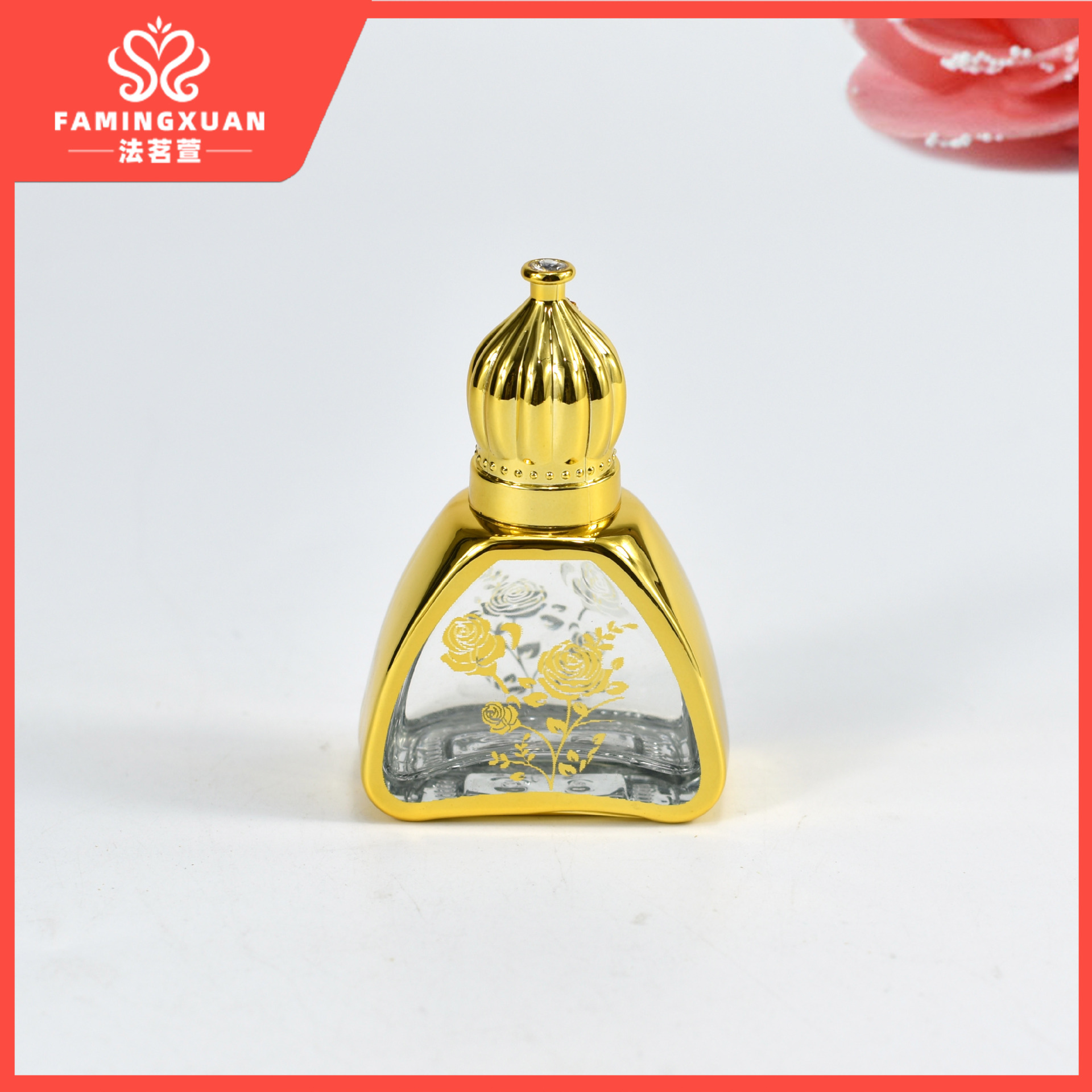 Faimingxuan botella de perfume sub-embalaje botella vacía a granel perfume botella vacía 12ML dorado bola de cristal perfume botella vacía