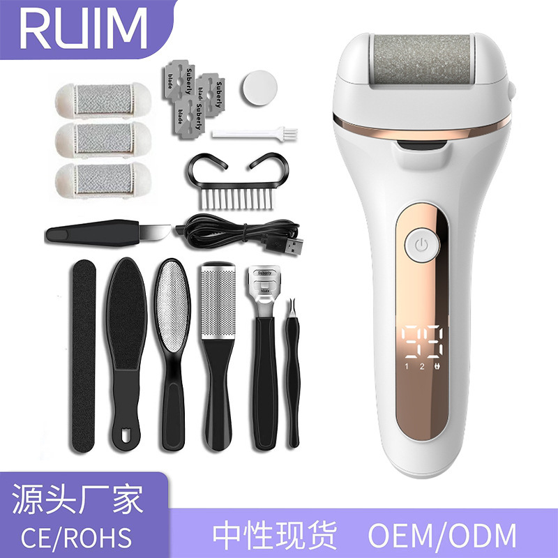 新款跨境电动磨脚器去死皮修脚器去老茧数显防水去皮机|undefined