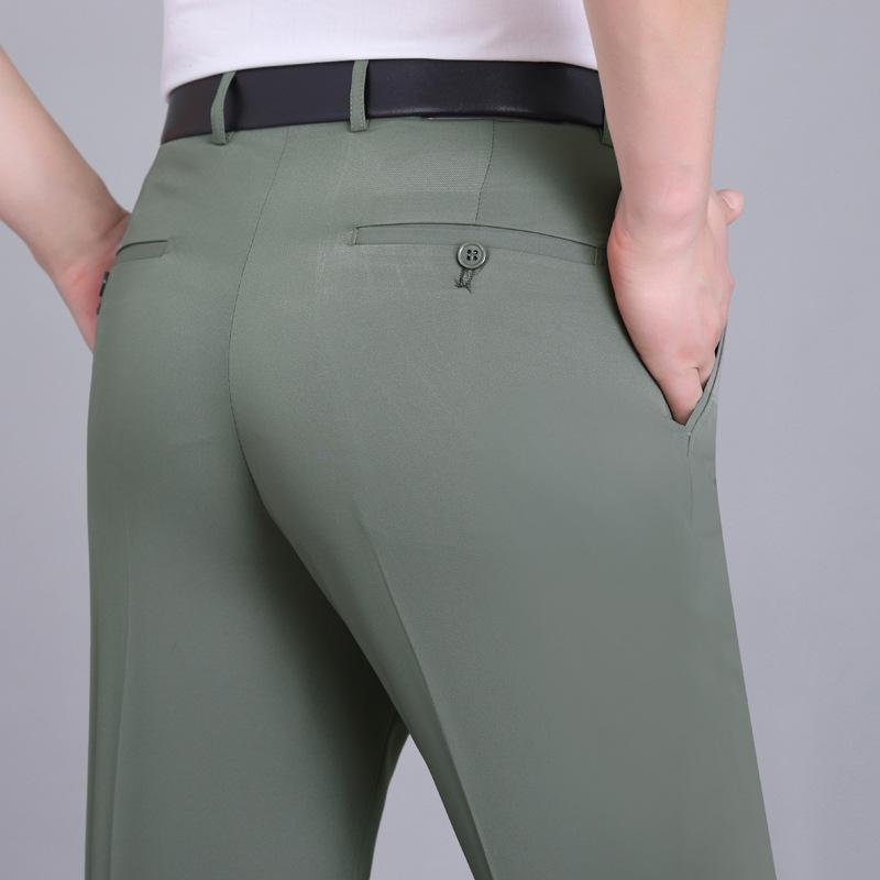 2025 verano nuevo estilo pantalones de hombre, cintura alta fina, pantalones de negocios rectos sueltos, pantalones de papá de mediana edad y ancianos image 10