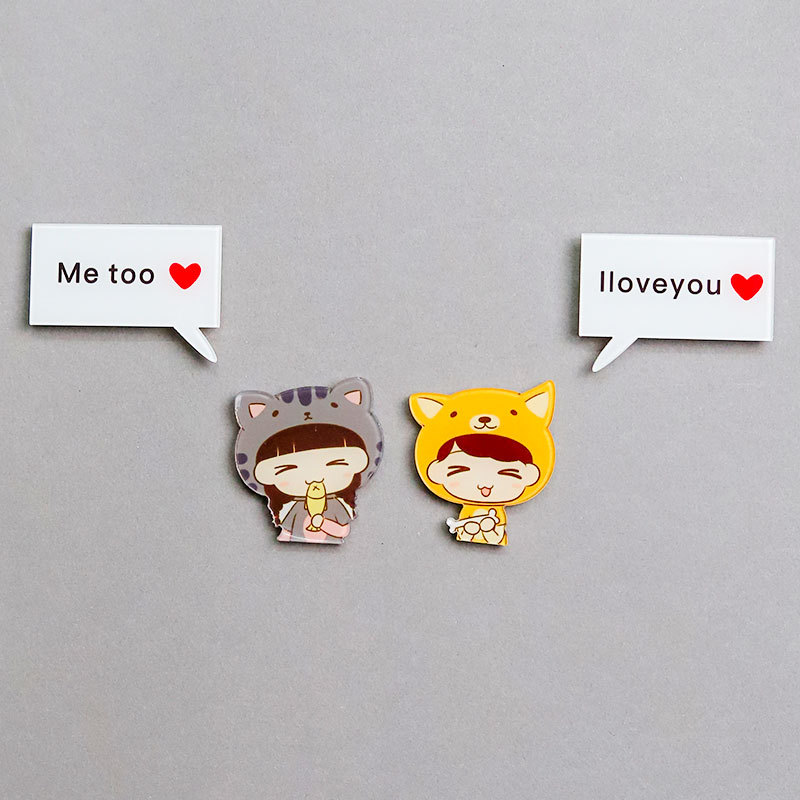 Personajes de dibujos animados pareja de acrílico adsorción pegatinas de refrigerador EVA alfanuméricos pegatinas de refrigerador DIY pegatinas magnéticas decoración