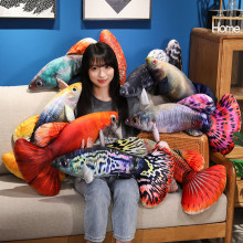 仿真孔雀鱼毛绒玩具抱枕彩色立体印花凤尾鱼水族馆鱼类玩偶公仔