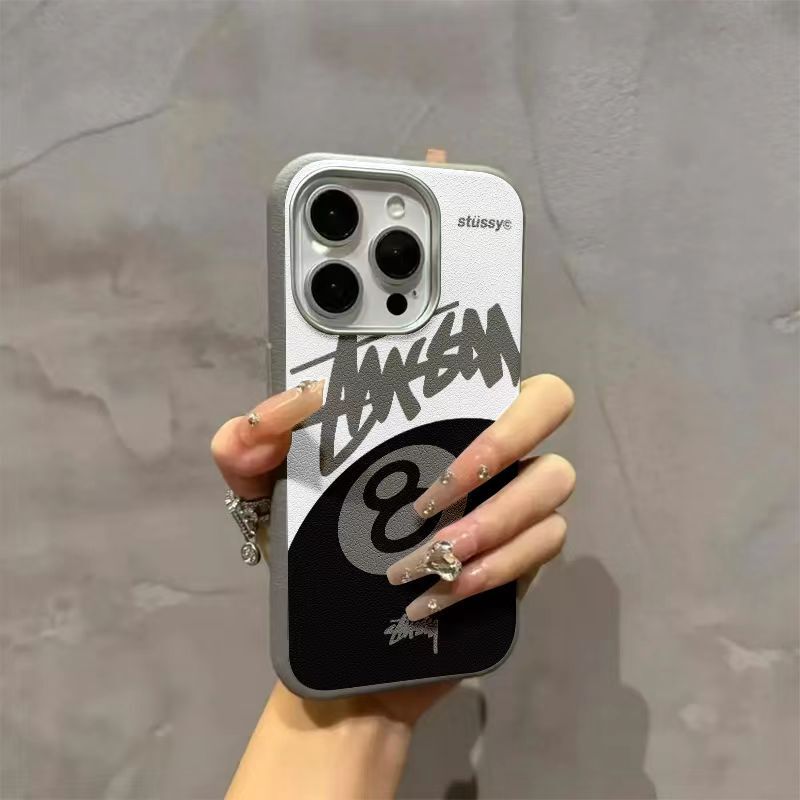 Metal frame leather signature black 8 billiards for Apple 16promax/15/14/13promax mobile phone case 11 Metal frame leather signature black 8 billiards for Apple 16promax/15/14/13promax mobile phone case 11